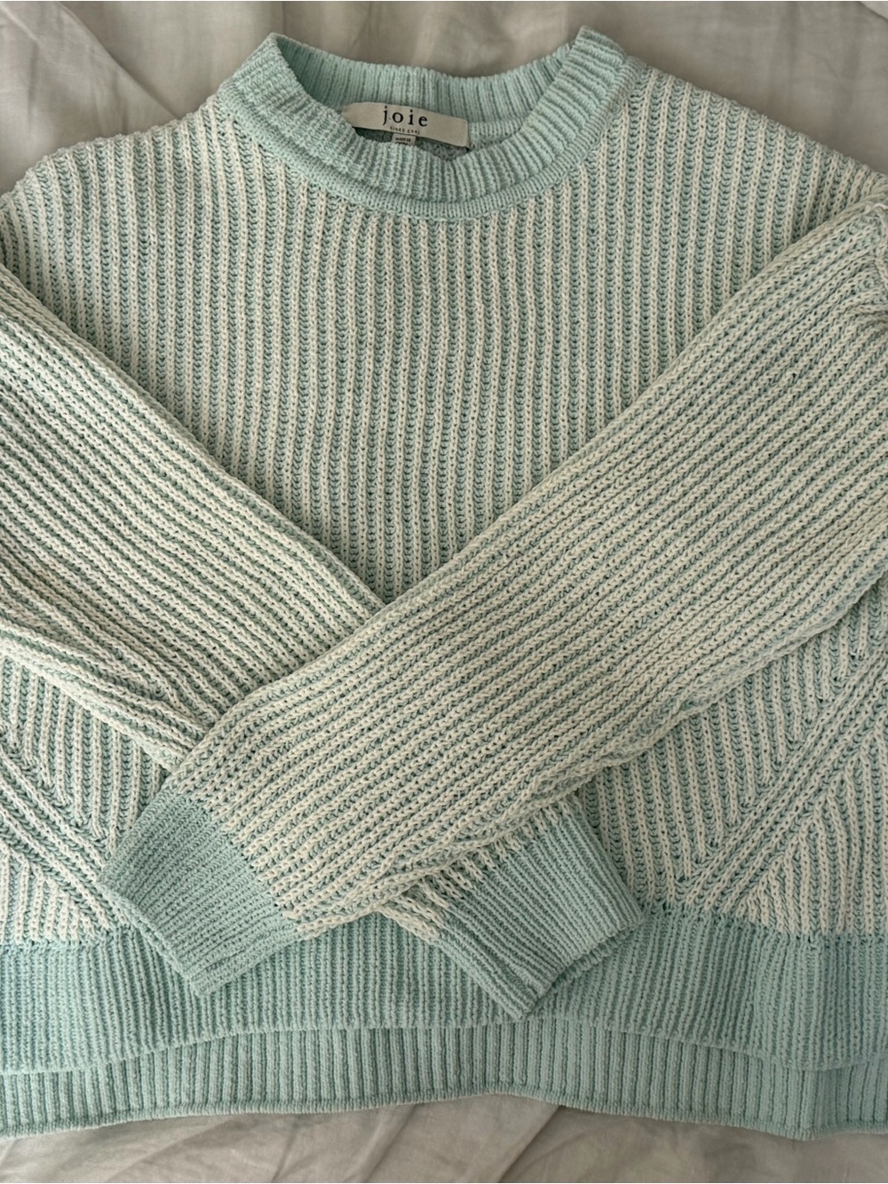 Joie Pastel Mint Textured Rib Crewneck Sweater